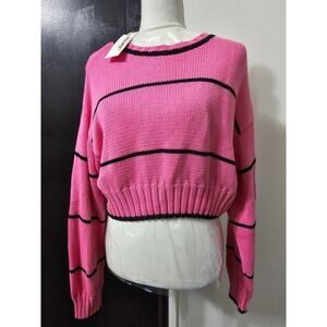 Neema California pink striped crop sweater size small new with tag